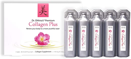 Dr. Ohhira's Premium Collagen Plus. A Liquid Easily mixable Collagen Supplement with 7,750 mg of Marine Collagen Peptides, Plus Cherry Blossom Extract, and a Plant-Based Probiotic Concentrate, 5 Pack