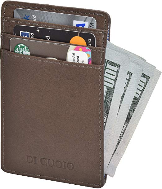 Di Cuoio Slim leather wallet credit card case sleeve with ID Window with front pocket RFID blocking …