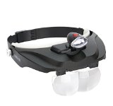 Carson Optical Pro Series MagniVisor Deluxe Head-Worn LED Lighted Magnifier with 4 Different Lenses 15x 2x 25x 3x CP-60