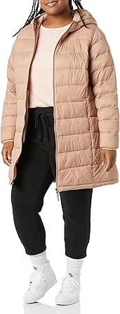 Amazon Essentials Women's Lightweight Water-Resistant Hooded Puffer Coat (Available in Plus Size)