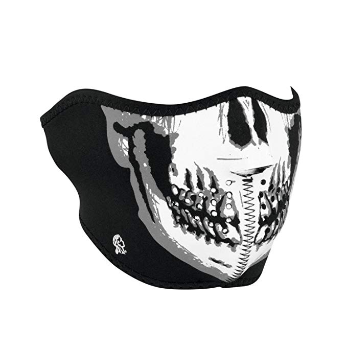 Zanheadgear WNFM002H White/Black Neoprene Skull Half Face Mask