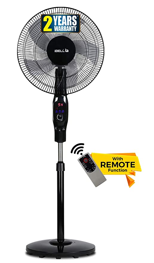 iBELL CLASSY P16 SB Pedestal Fan 5 Leaf with Remote and High Air Flow, 55W, LED Display, High Speed, Copper Motor