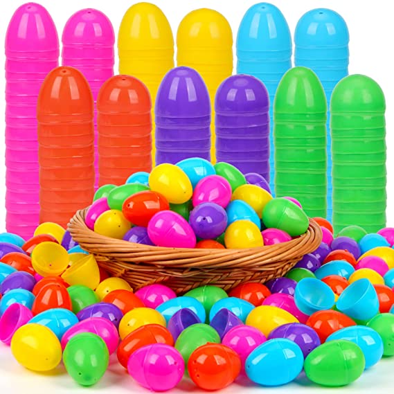GABOSS 300 Count Plastic Easter Eggs, 2.4“ Fillable Easter Eggs for Easter Hunt, Basket Stuffers Fillers, Theme Party Favor Decoration, Classroom Prize Supplies, Assorted Colors