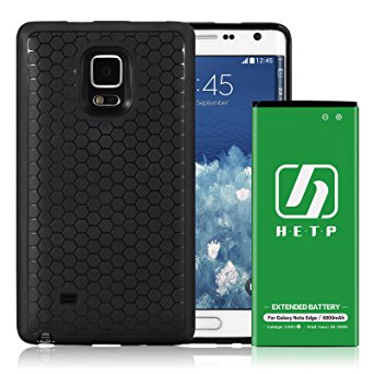 Galaxy Note Edge Extended Battery | HETP [6800mAh] Li-Ion Battery with TPU Full Edge Protective Case & Black Back Cover for Samsung Galaxy Note Edge (Up to 2.6X Extra Battery Power)-18 Month Warranty