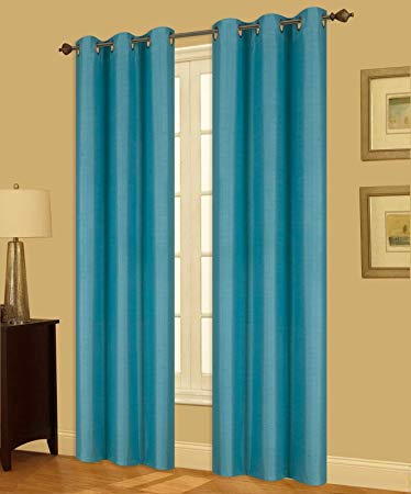 GorgeousHome (N32) 1 Solid Window Curtain Silver Grommet Top Foam Lined Backing Insulated Thermal Blackout Drape Panel (108" Long, Turquoise)