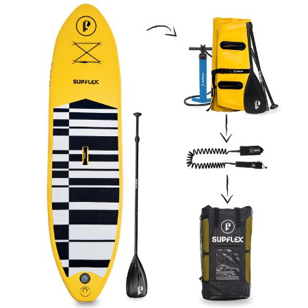 Supflex Paddle Boards All-Around 10" Inflatable SUP Package (6" Thick) - Board, Pump, Bag, Paddle & Free Leash