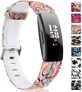 Maledan Patterned Bands Compatible with Fitbit Inspire HR/Inspire/Ace 2, Fadeless Pattern Printed Strap Accessories Replacement Band for Inspire HR Fitness Tracker and Ace 2, Women Men Large Small