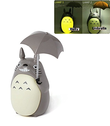 Totoro Anime LED Night Light, Kid's Character Lamp USB Charge, Desk Night Table Reading Lamp