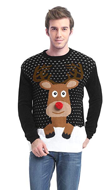 Daisysboutique Men's Holiday Reindeer Snowman Santa Snowflakes Sweater