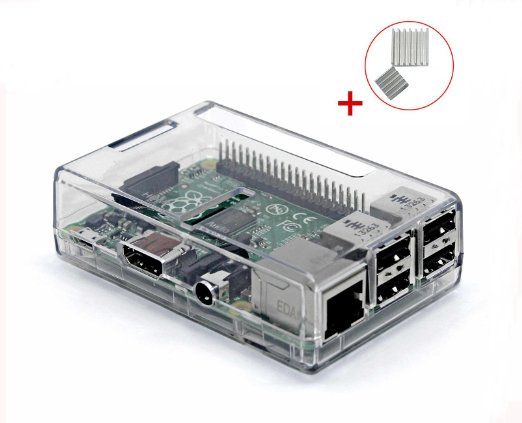 Raspberry Pi 3 case KuGi  Raspberry Pi 3 Model B case - High quality PC Protective Case with 2x Heatsinks for Raspberry Pi 3 Model B Pi 2 Model B and Pi Model B Clear