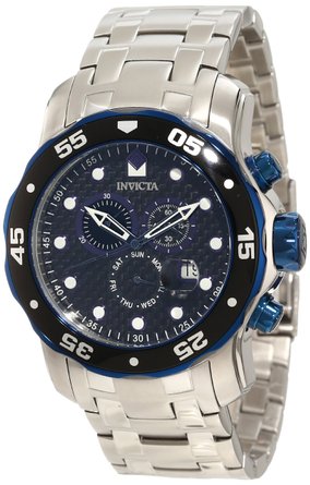 Invicta Men's 10381 Pro Diver Scuba Chronograph Black Carbon Fiber Dial Stainless Steel Watch