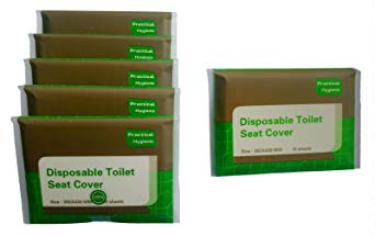 Toilet Seat Covers Disposable Travel portable 5 Packs (50 - Count)   1 Free Pack (10-Count) Travel Sanitary Toilet Seat Cover Portable Eco-Friendly Bio-Degradable Paper