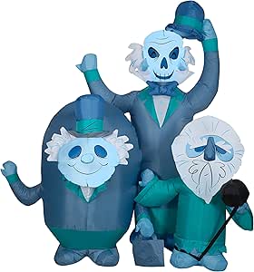 Gemmy Airblown Haunted Mansion Hitchhiking Ghosts Scene Disney, 6 ft Tall, Blue