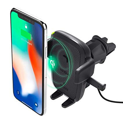 iOttie Easy One Touch Qi Wireless Fast Charge Air Vent Mount for Samsung Galaxy S9 S8 Plus Edge Note 9 & Standard Charge for iPhone Xs Max R8 Plus & Qi Devices Includes Dual Charger