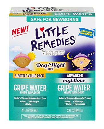 Little Remedies Dual Daytime & Nighttime Gripe Water Herbal Supplement, 7 Ounce,  2 Bottle Value Pack Treats Symptoms for Gas, Colic, Hiccups & Fussiness, Day or Night!