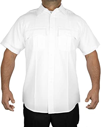 First Class 100% Polyester Short Sleeve Men's Uniform Shirt White