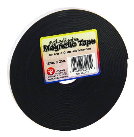 Hygloss 61425 Magnetic Tape-Self-Adhesive, 1/2-Inch by 300-Inch, Black