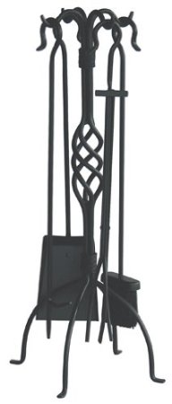 Uniflame, F-1053, 5pc Black Wrought Iron Fireset with Center Weave