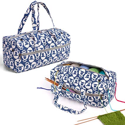 Luxja Knitting Bag, Yarn Bag for Yarn Skeins, Crochet Hooks, Knitting Needles (up to 14 Inches) and Other Accessories, Sheep