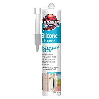 Kraken Bond Universal Black Silicone Sealant - Door and Window Sealer, Water Resistant Caulking Sealant for Kitchen & Bathroom, Anti Shrink Flexible Filler | 1 Pack, 10.1 Oz. Cartridge