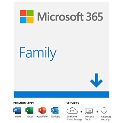 Microsoft 365 Family | Email delivery in 1 hour| 12-Month Subscription, 6 people | Premium Office apps | 1TB OneDrive cloud storage | Windows/Mac