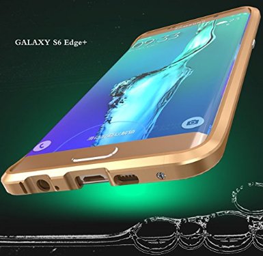 Galaxy S6 Edge Plus Case, 3D Curved Surface CNC Aviation Aluminum Alloy Metal Scratch-Resistant Built-in Sponge Drop Protection Bumper Frame Shell for Galaxy S6 Edge Plus Gold