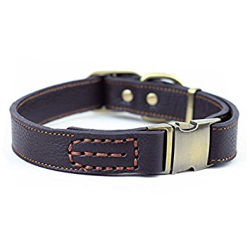 CHEDE Luxury Real Leather Dog Collar- Handmade For Medium Dog Breeds With The Finest Genuine Leather-Best Quality Collar That Is Stylish ,Soft Strong And Comfortable-Red Dog Collar