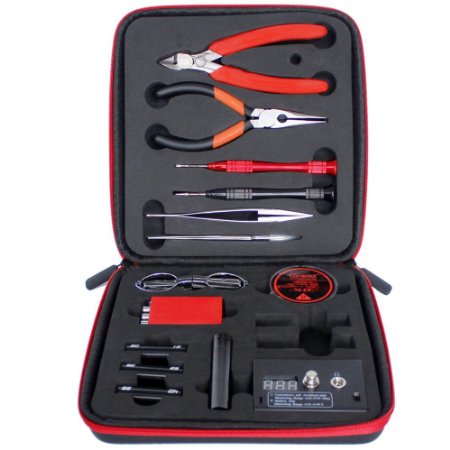 Updated Vape DIY Tool Kit 6-in-1 Coil Jig Kit V3  Wire Cutters  Scissors  Needle Nose Pliers  Screwdrivers  Ceramic Tweezers  Ohm Meter  Heating Wire