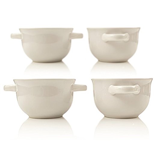 Crockpot 22-ounce Double Handle Soup Bowls, Set of 4 (White)