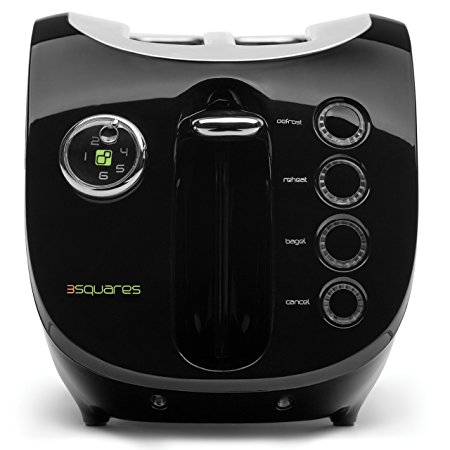 3 Squares Wide Slot 2-Slice Cool-Touch Toaster with Silicone Cover, Black