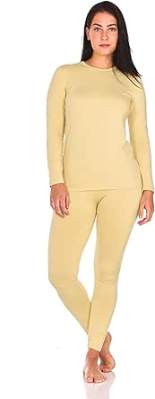 Thermajane Long Johns Thermal Underwear for Women Fleece Lined Base Layer Pajama Set Cold Weather