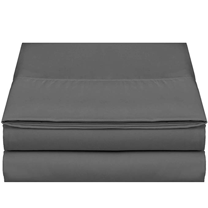 Empyrean Bedding Premium Flat Sheets – 2-Pack “110 GSM” Top Bed Sheets Double Brushed Microfiber Thick and Comfortable Flat Sheets Set, Luxurious & Soft Hotel Hypoallergenic, Queen, Charcoal Gray