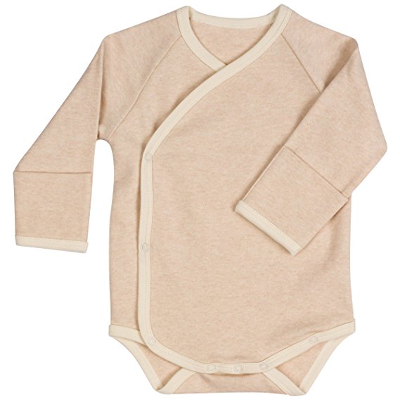 Niteo Baby Organic Cotton Kimono Onesie Bodysuit Long Sleeve with Side Snaps