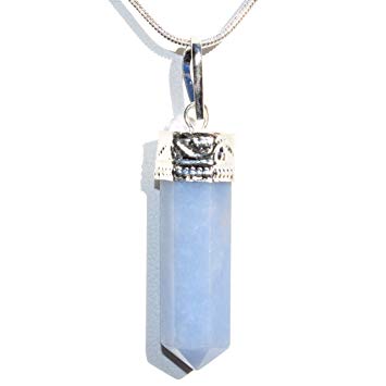 Charged Faceted Angelite Crystal Perfect Pendant   20" Chain Included Stimulate KUDALINI Energies/Remove Chakra BLOCKAGES - ZENERGY GEMS