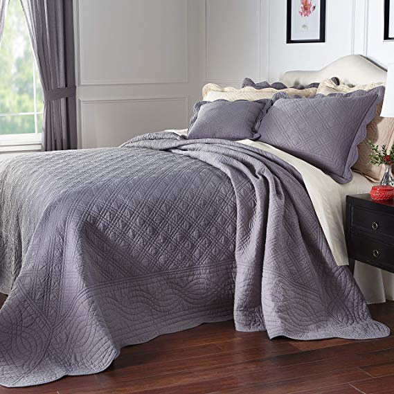 BrylaneHome Florence Oversized Bedspread - Gray, King
