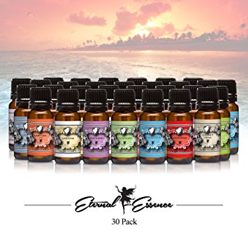 Premium Grade Fragrance Oil - Complete Essence of Fragrance Gift Set - Sun & Sand, Bahama Berry, Frankinsence, Jasmine, Pear Fantasy, Lemon Blossom, Coconut, Sweat Pea, Ylang Ylang, Plumeria, Acai Berry, Vanilla, Mango Madness, Violet, Red Current Thyme Tea, Ocean Breeze, Blue Berry, Sandalwood, Rose Garden, Pomegranite, Clean Cotton, Amber Romance, Lavender, Bubble Gum, Musk, Lilac Lilies, Mountain Rain, Tropical Passion Fruit, Watermelon - 30/ 10 Ml - Scented Oil