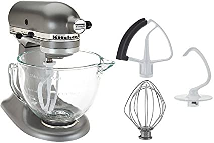 KitchenAid 5-Quart Tilt-Head Stand Mixer with Glass Bowl and Flex Edge Beater - Silver