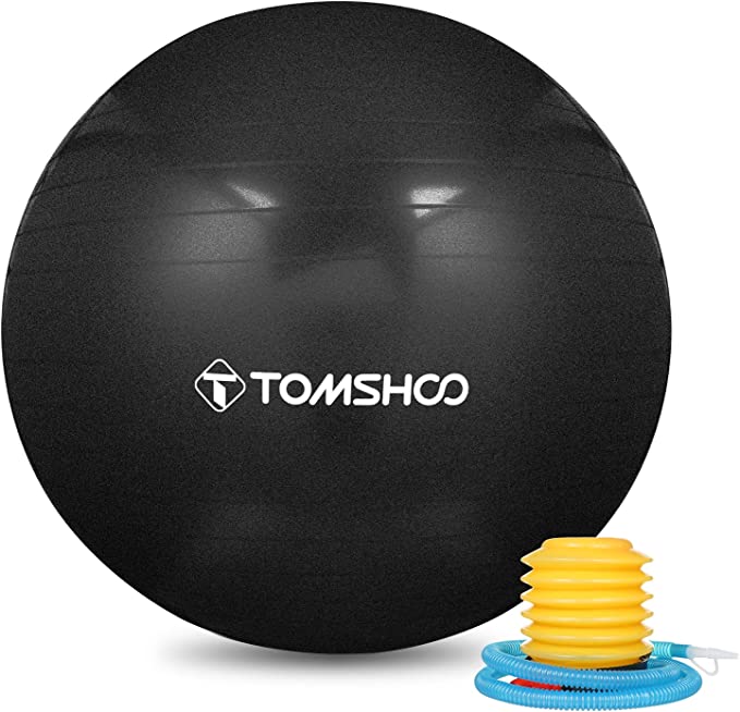 TOMSHOO Anti-Burst Yoga Ball Thickened Stability Balance Ball Pilates Barre Physical Fitness Exercise Ball 45CM / 55CM / 65CM / 75CM Gift Air Pump