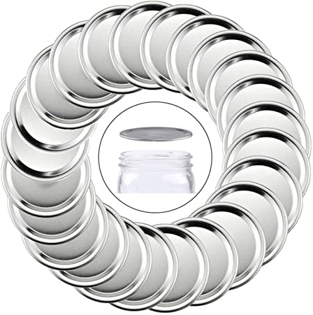 Canning Lids Regular Mouth, Splendid Mart 24 Pack Regular Canning Jar Lids for Mason Jars Split-Type Lids with Silicone Seals Rings Leak Proof Canning Supplies Lids Metal Caps(Bands Not Included)