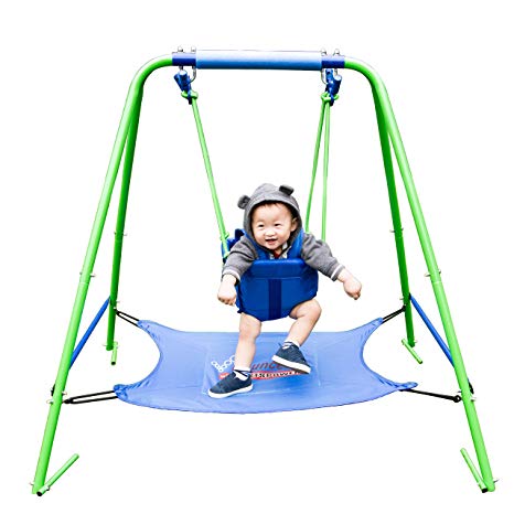 Sportspower My First Toddler Swing with Bouncer, Green/Blue
