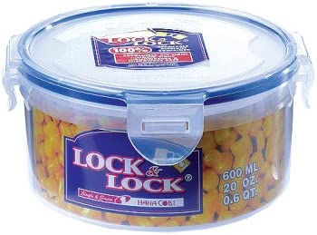 Lock & Lock HPL933 Round Storage Container - Clear/Blue, 600 ml