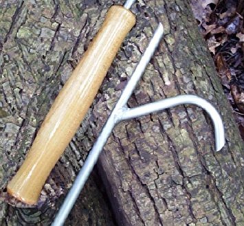 Fire Poker, Stainless Steel, Extra Long 44" with Resin Impregnated Maple Handle