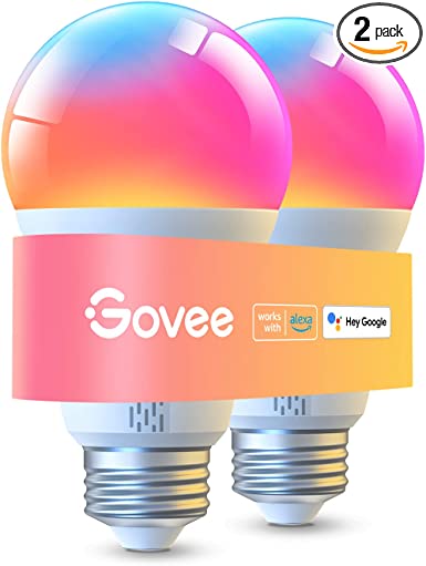 Govee Smart Light Bulbs RGBWW Dimmable, 1000LM WiFi Bluetooth Color Changing Light Bulbs, Works with Alexa, Google Assistant & Govee Home App, 54 Scene Modes Color Light Bulb, A19 LED Bulbs, 2 Pack