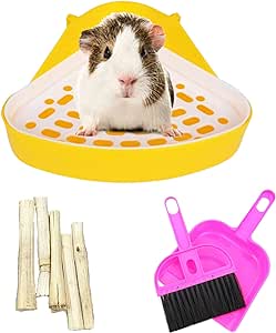 kathson Triangle Potty Trainer Corner Bunny Toilet Guinea Pig Litter Bedding Plastic Box Pet Pan for Rabbit Chinchilla Hamster Ferret Small Animal (Yellow)