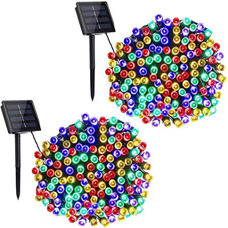DooVee Solar Christmas Lights - 2 Packs 72ft 200 LED 8 Modes Solar Powered String Lights - Waterproof Led Fairy Lights for Garden, Holiday, Party, Christmas Tree Decor (Multicolor)