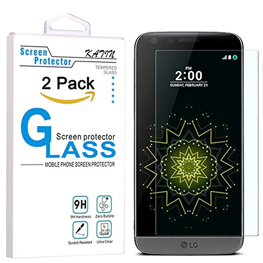 LG G5 Screen Protector - KATIN [2-Pack] Premium 9H Tempered Glass [ 3D Touch Compatible 2.5D Round Edge ] with Lifetime Replacement Warranty