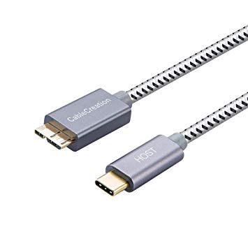 Type C to Micro USB 3.0 (Gen 2/10G), CableCreation 1ft Braided Micro USB 3.1 Type C Cable for Apple MacBook (Pro),Pixel XL 2, External Hard Driver & Phones, 0.3M/Gray