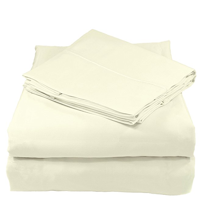 Whisper Organics 100% Organic Cotton Sheet Set, 300 Thread Count - GOTS Certified (California King, Ivory)