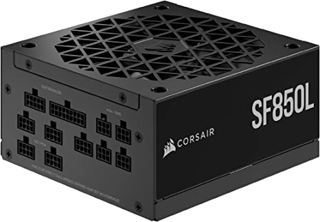 Corsair SF850L Fully Modular Low-Noise SFX Power Supply - ATX 3.0 & PCIe 5.0 Compliant - Quiet 120mm PWM Fan - 80 Plus Gold Efficiency - Zero RPM Mode - 105°C-Rated Capacitors - Black