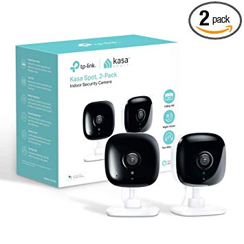 Kasa Indoor Camera, 1080P HD Smart wifi Security Camera (2-Pack)  with Night Vision, Motion Detection, Remote Monitor, Works with Google Assistant and Alexa (KC100P2)